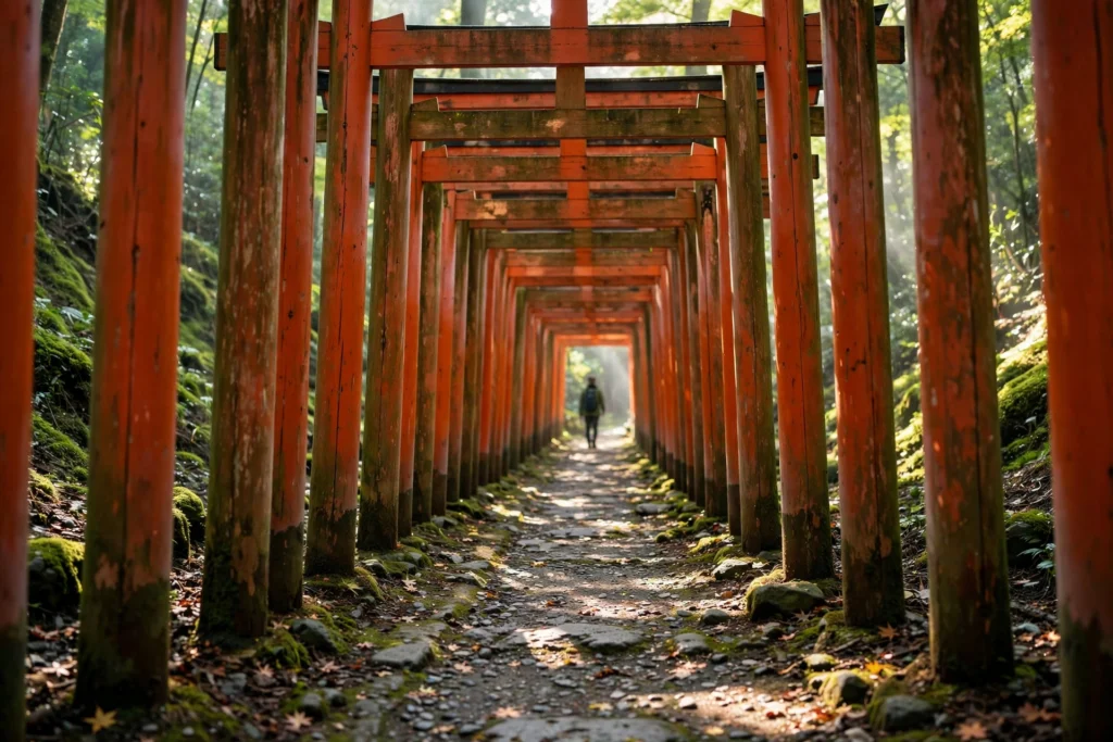9-Day Japan Itinerary: Tokyo, Kyoto, and Osaka for First-Time Visitors 2 Endless tunnel of vermilion torii gates at Fushimi Inari Shrine in Kyoto.