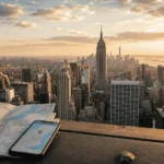 Manhattan skyline at golden hour with the Empire State Building, New York itinerary guide