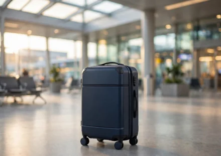 Best carry-on luggage for international travel in an airport terminal.