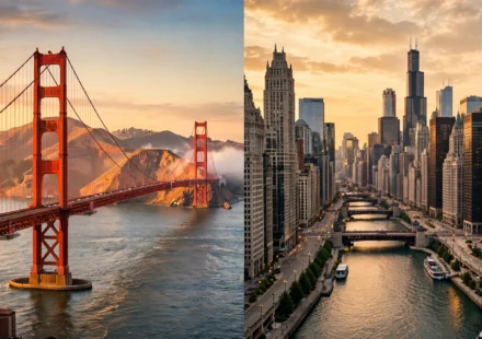 Skyline collage of the best cities to visit in the USA.