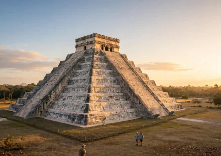 Chichen Itza pyramid at sunrise, one of the best places to visit in Mexico.