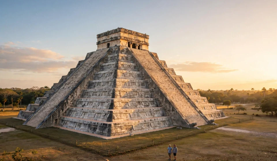 Chichen Itza pyramid at sunrise, one of the best places to visit in Mexico.