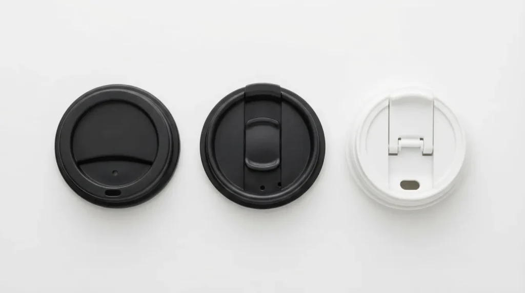 How To Choose The Right Ceramic Travel Mug 3 Three ceramic travel mug lid types side by side: press-fit, slide-lock, and screw-on