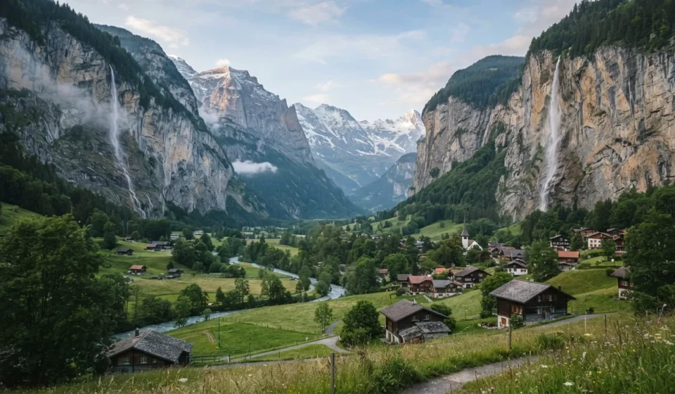 Best Places to Visit in Switzerland by Region Lauterbrunnen Valley with its dramatic cliffs and waterfalls, one of the best places to visit in Switzerland