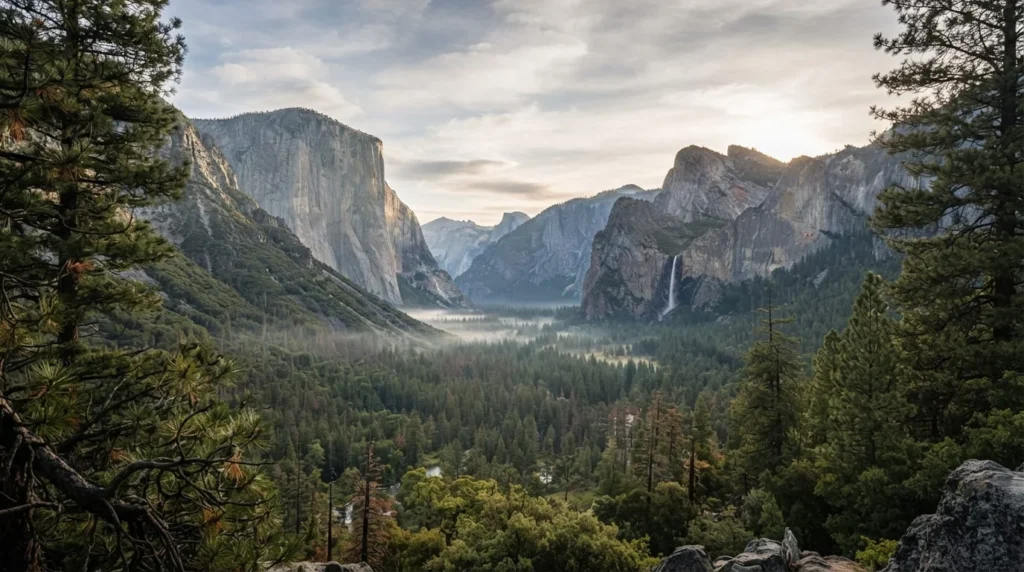 Best Places to Visit in California by Region 1 Tunnel View overlook in Yosemite National Park showing El Capitan and Half Dome