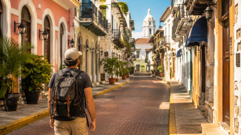 Best Time to Visit Panama: Month-by-Month Guide 2 Traveler exploring Casco Viejo during the best time to visit Panama