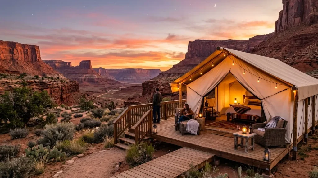 Best Places to Go Glamping for Every Kind of Traveler 2 Ocean-view glamping tent on a coastal bluff, one of the best places to go glamping near the coast