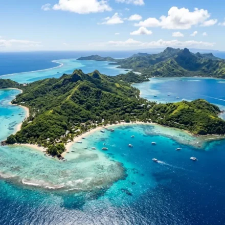 Fiji Travel Guide: Where to Go, Stay and Explore 65 Aerial view of turquoise lagoons and green islands, the setting for this fiji travel guide