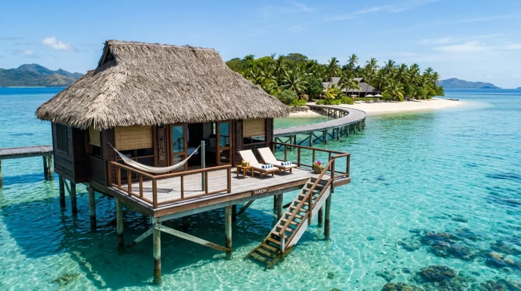 Fiji Travel Guide: Where to Go, Stay and Explore 2 Overwater bure accommodation in Fiji's Mamanuca Islands, a popular base covered in this fiji travel guide