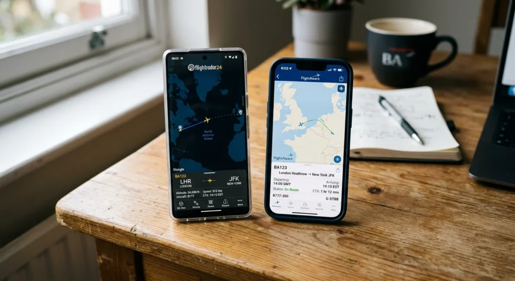 Comparing two flight tracker apps for the same flight