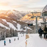 Skiers loading a chairlift at one of the best ski resorts in Colorado