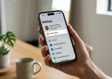 Finger tapping the cancel button to cancel a subscription on iPhone