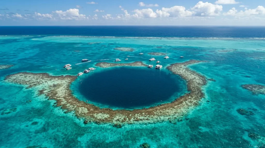 Things to do in Belize: 12 best experiences to try 2 Aerial view of the Great Blue Hole, a bucket list entry among things to do in Belize