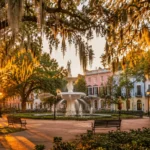Oak-lined historic square in Savannah GA, one of the top things to do in Savannah GA