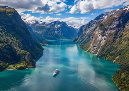 Aerial view of a fjord, one of the best places to visit in New Zealand