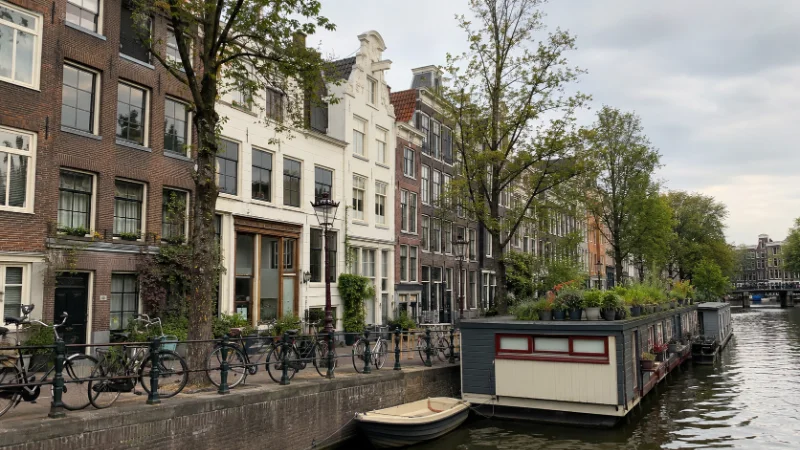 Amsterdam Travel Guide for First-Time Visitors 51 Amsterdam travel view of canal houses and parked bikes