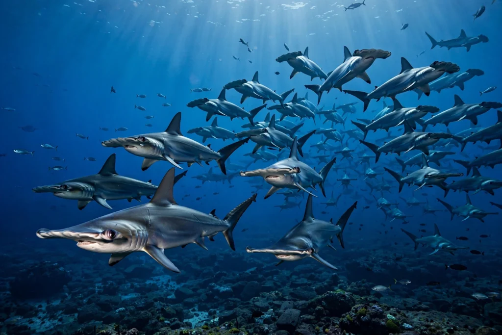 Best Places to Scuba Dive Right Now 3 School of hammerhead sharks in the Galapagos Islands