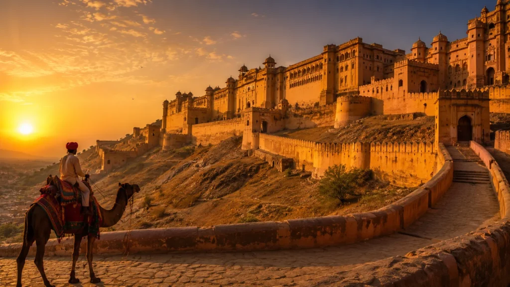 Rajasthani fort at sunset representing best places to visit in India