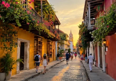 Colonial street in Cartagena, one of Colombia's top tourist attractions