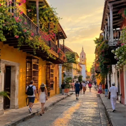 Colonial street in Cartagena, one of Colombia's top tourist attractions
