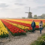 best places to see tulips in a commercial field with a windmill