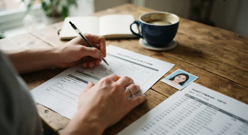 filling out emergency passport application after losing passport