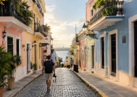 Colorful colonial street in Old San Juan, one of the best things to do in Puerto Rico