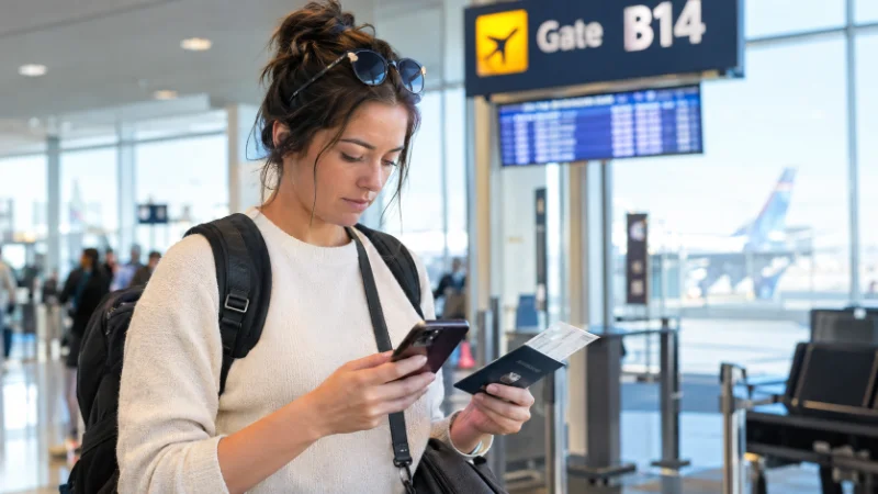 Traveler checking passport before a Turks and Caicos trip amid the latest Turks and Caicos travel updates