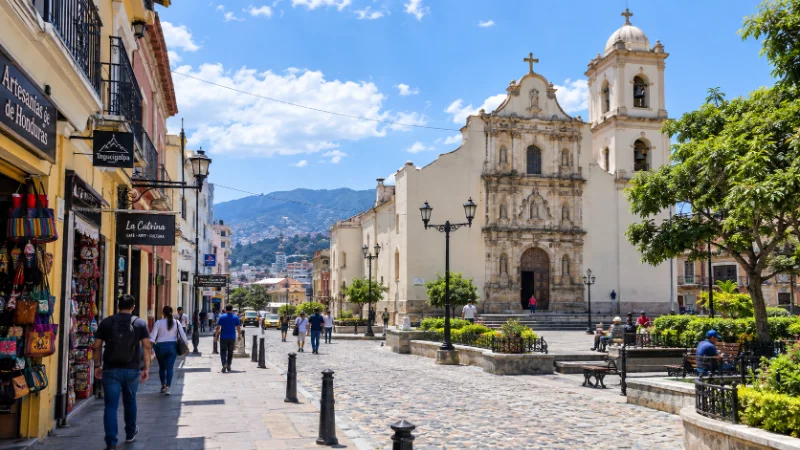 Colonial church and plaza in Tegucigalpa's El Centro, one of the things to do in Honduras