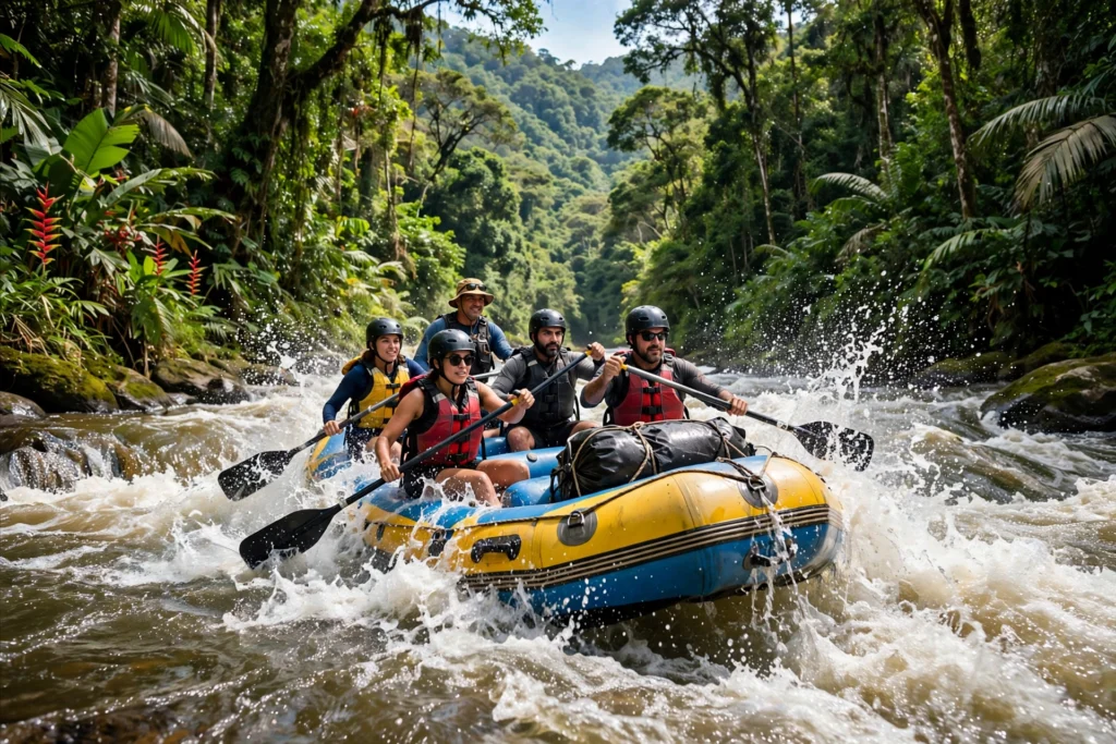 Whitewater rafting on the Río Cangrejal in Pico Bonito National Park, Honduras.