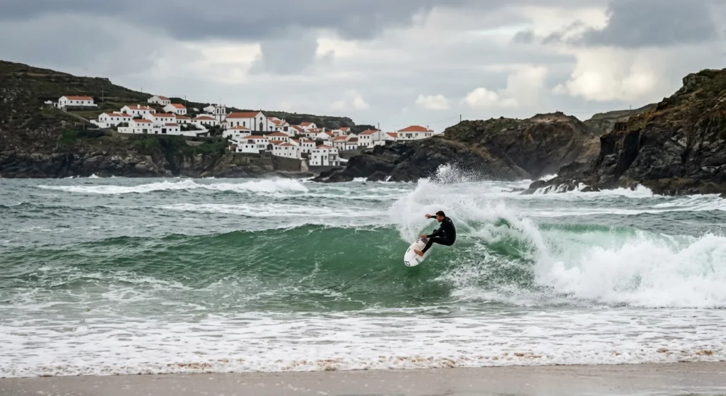 Best Places to Surf in the World, by Skill Level 2 Surfer riding a right-hand wave at Ericeira, one of the best places to surf in Europe