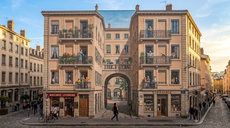 Things to Do in Lyon: The Best Sights, Food and Practical Tips 2 Painted building mural in Lyon, one of the free things to do in Lyon