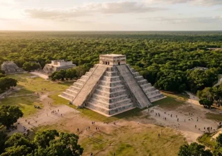 El Castillo pyramid at sunrise, one of the most famous Mexico tourist attractions