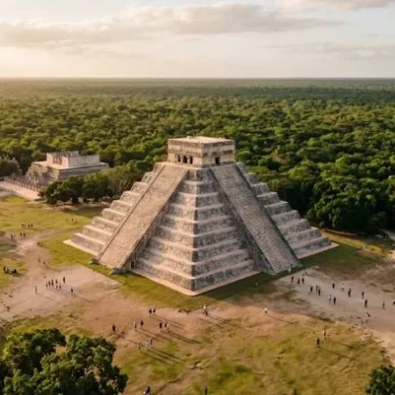 El Castillo pyramid at sunrise, one of the most famous Mexico tourist attractions