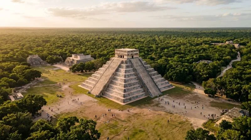 El Castillo pyramid at sunrise, one of the most famous Mexico tourist attractions