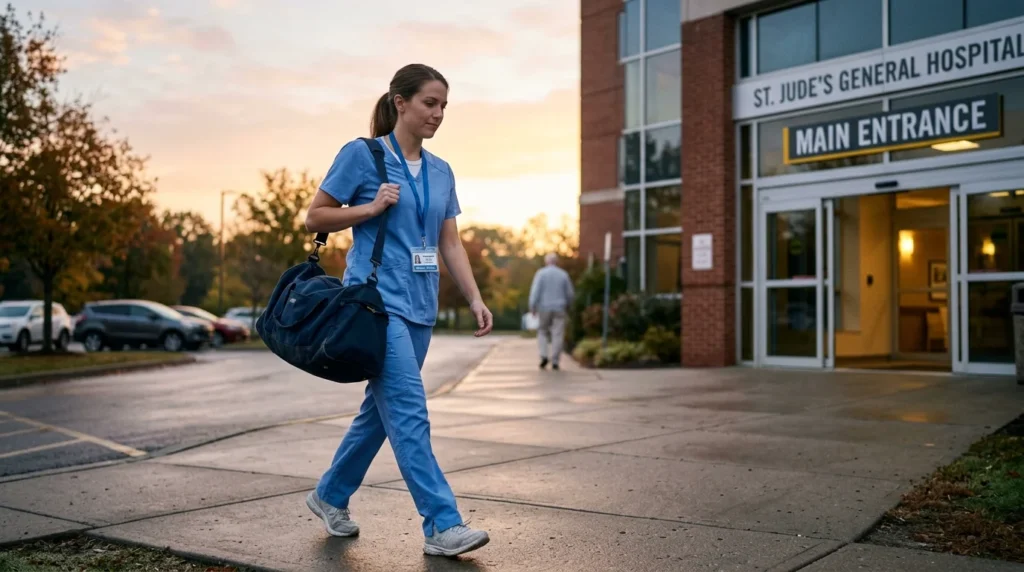 Jobs That Require Travel: 12 Roles to Consider 2 Travel nurse arriving at a new hospital assignment, a common example of jobs that require travel