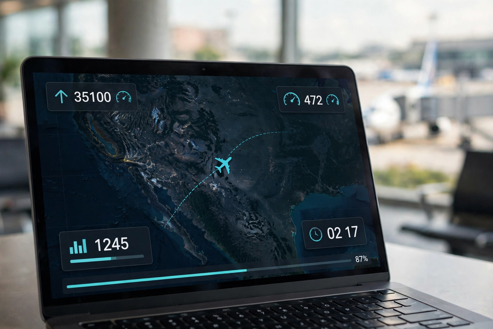 How To Use A Flight Tracker 2 Close-up of a flight tracker map showing an aircraft's altitude, speed, and route